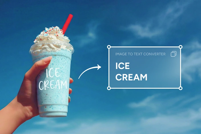 effect image of extracting ice cream text from a ice cream package